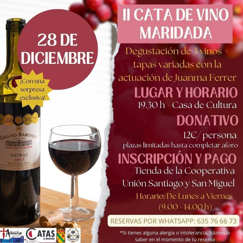 2ª Cata de Vino Maridaje Navideña en Albaladejo