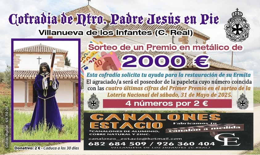 La Cofradía de Ntro. Padre Jesús en Pie solicita tu ayuda para la restauración de su ermita