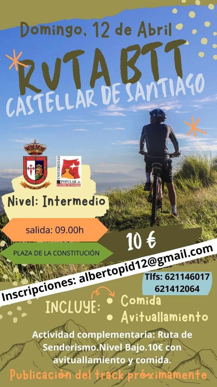 Descubre la Ruta BTT Castellar de Santiago 2026: fecha, horario, inscripción, precio, servicios incluidos, senderismo y todo lo que necesitas saber.